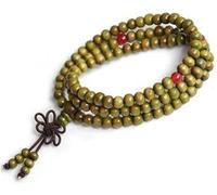 Women's Delicate Green 6Mm*108 Sandalwood Necklace Buddhist Meditation Prayer Beads Bracelet Mala Fashion processing