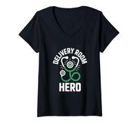 Women's Delivery Room Hero Labor Nurse Doctor Ob V-Neck T-Shirt