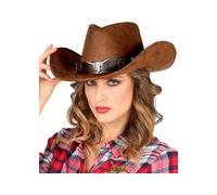 Womens Deluxe Brown Suede Look Dallas Cowboy Hat