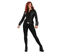 Women's Deluxe Civil War Black Widow Costume -Two-Tone Civil War Jumpsuit with Utility Belt and 3D Gauntlets, Black, XS