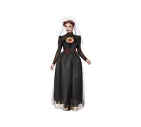 Smiffys Deluxe DOTD Sacred Heart Bride Costume, Black Dress & Veiled Headband, Mexican Day of The Dead/Sugar Fancy Dress, Day of The Dead Lady Dress Up Costumes