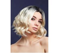 Womens Deluxe Fever Blonde with Dark Roots Kourtney Wig Wavy Bob 12 Inch