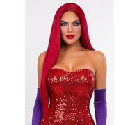 Womens Deluxe Jessica Rabbit Style Extra Long Red Showgirl Wig