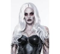 Womens Deluxe Long White Wavy Ghost Wig Halloween Fancy Dress