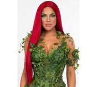 Womens Deluxe Poison Ivy Style Extra Long Red Super Villain Wig