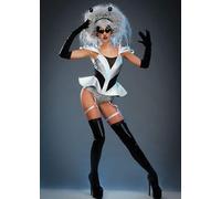 Womens Deluxe Silver Retro Space Girl Alien Costume (Extra Small (UK 6-8))