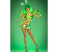 Womens Deluxe Space Girl Cute Green Alien Costume (Small (UK 8-10))
