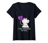 Womens Dementia Awareness Elephant V-Neck T-Shirt