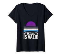 Womens Demisexual Pride My Sexuality Is Valid Retro Women's Semi-Pr V-Neck T-Shirt