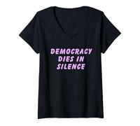 Women's Democracy Dies in Silence Speak Up Liberal Anti-Republican V-Neck T-Shirt