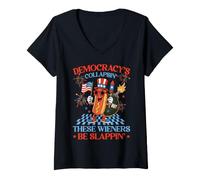 Women's Democracy is Collapsing But These Wieners Be Slapping Funny V-Neck T-Shirt