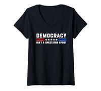 Womens Democracy Isn't A Spectator Sport - Political USA Activism V-Neck T-Shirt