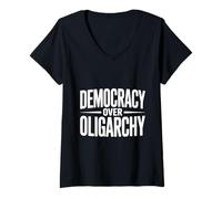Women's Democracy Over Oligarchy V-Neck T-Shirt