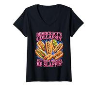 Women's Democracy's Collapsing But These Wieners Be Slappin' Bootleg V-Neck T-Shirt