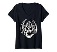 Womens Demon Orc Devil Skull Warrior Monster V-Neck T-Shirt