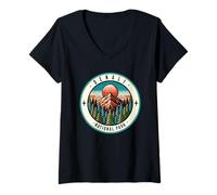 Womens Denali Alaska Mountains Summer Family Trip V-Neck T-Shirt