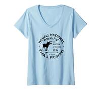 Women's Denali National Park Alaska AK USA Moose Souvenir Novelty V-Neck T-Shirt