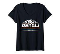 Women's Denali National Park Alaska Mountains Nature Hiking V-Neck T-Shirt