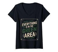Womens denglisch saying everything in the green area funny german V-Neck T-Shirt
