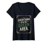Womens denglisch saying everything in the green area funny german V-Neck T-Shirt