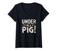 Womens denglisch saying that's under all pig! funny german V-Neck T-Shirt
