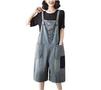 Womens Denim Dungaree Shorts UK Deals Baggy Knee Length Short Jeans Bib Overalls Romper Jumpsuit Jean Shorts with Adjustable Straps Teen Girls Denims Jumpsuits with Pockets One-Piece Outfits 2025
