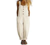 Women's Denim Dungarees Plus Size Womens Jumpsuit Summer Baggy Straight Leg Stretch Bib Sleeveless Overalls Vintage Adjustable Straps Plus Size Work Jump Suit with Pockets White XL