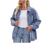 Women's Denim Jacket, Jeans Jacket for Women Uk Ladies Jeans Jacket Long Sleeve Button Down Shirt with Pocket Western Work Shacket Womens Coats Jackets Winter Jackets for Women Uk