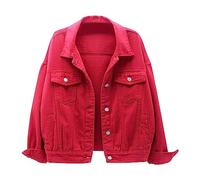 Womens Denim Jackets, Jean Jackets for Women Uk Oversized Casual Long Sleeve Denim Jean Jackets Coat Button Down Washed Distressed Jean Shacket Ladies Casual Jackets Western Work Jacket