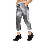 Women's Denim Jogger Sweatpants with Drawstring Casual Summer Gym Running Trousers Ribbed Waistband Multi Floral Check and Tartan Prints Italian Cotton Outwear for Exercise and Jogging Bottoms