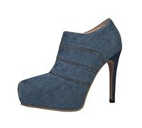 Women's Denim Platform Ankle Boots Shoes Ladies Office Work Court Shoes Stiletto High Heel Pointed Pumps Slip On Court Shoe Ankle Strap Heeled Court Shoes Size 5 1_Navy