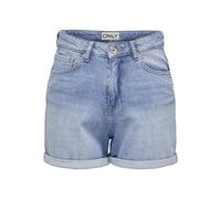 ONLY Women's Denim Bermudas High Waist Comfortable Summer Jean Shorts, Colours:Light-Blue, Size:L