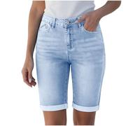 Womens Denim Shorts Slim fit Jean Shorts for Women high Waisted Stretchable Half Pants Rolled Hem Short Jeans Knee Length Skinny Jorts with Pockets Summer Casual Ladies Clothes