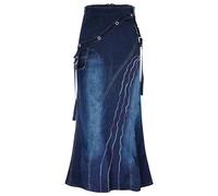 Women's Denim Skirts for UK Ladies Denim Skirts Flared A Line Skirt Plus Size Long Skirt PencilSkirt Zip Maxiskirt with Pockets Denimskirts Plus Size Summer Clothes