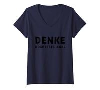 Womens DENKE NOCH IST ES Legal V-Neck T-Shirt