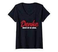 Womens DENKE NOCH IST ES Legal V-Neck T-Shirt