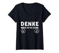 Womens DENKE NOCH IST ES Legal V-Neck T-Shirt