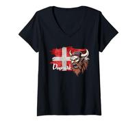 Womens Denmark Flag Shirt, Denmark t Shirt, Denmark Tshirt, Denmark V-Neck T-Shirt