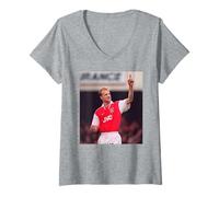 Womens Dennis Bergkamp Arsenal Football Player at Highbury 1998 V-Neck T-Shirt