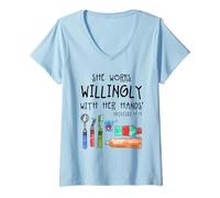 Womens Dental Christian Proverbs 31:13 for Orthodontist V-Neck T-Shirt