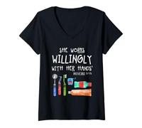 Womens Dental Christian Proverbs 31:13 for Orthodontist V-Neck T-Shirt