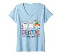 Women's Dental Squad Easter Day Funny Tooth Dental Assistant Dentist V-Neck T-Shirt