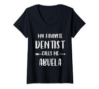 Womens Dentist My Favorite Dentist Calls Me Abuela Vintage Xmas V-Neck T-Shirt
