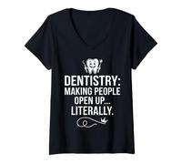 Women's Dentistry Making People Open Up Literally Funny Tooth Design V-Neck T-Shirt