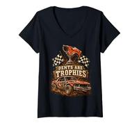 Women's Dents are Trophies Demolition Derby Crash Racing Driver V-Neck T-Shirt