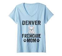 Womens Denver Frenchie Mom Shirt French Bulldog Dog Coffee Lover V-Neck T-Shirt