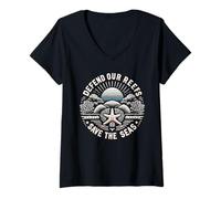 Womens Depend Our Reefs Save The Seas Ocean Conservation V-Neck T-Shirt