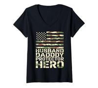Women's Deployed Military Wife Husband Dad Soldier Support V-Neck T-Shirt