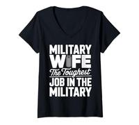 Women's Deployed Military Wife Spouse Husband Support V-Neck T-Shirt