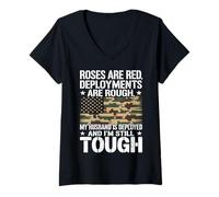 Women's Deployed Military Wife Spouse Soldier Support Deployment V-Neck T-Shirt